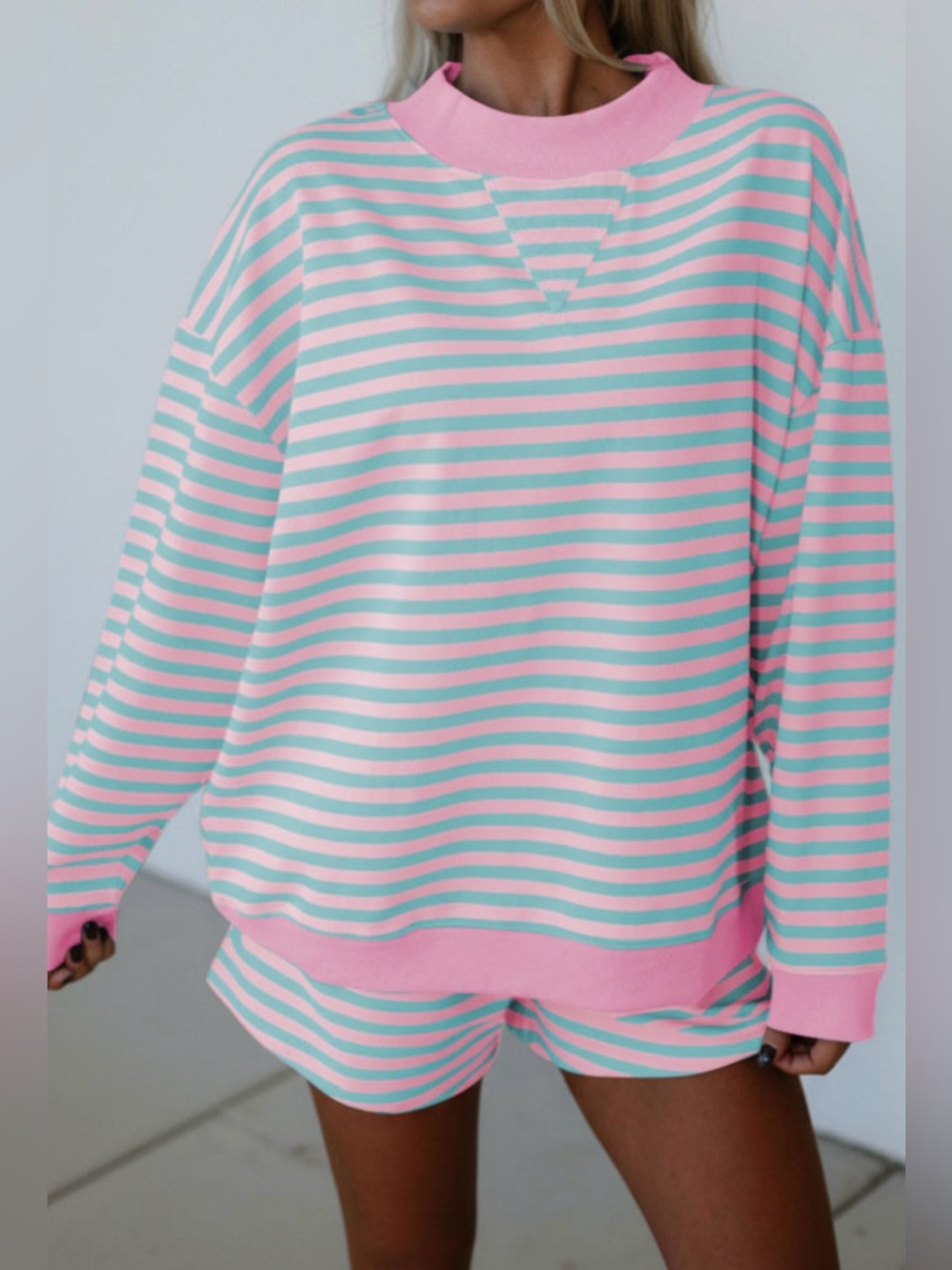XoXo Cotton Pink & Blue Striped Sweat Set ✨